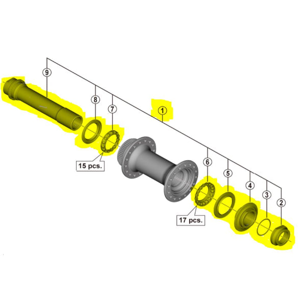 HB-MT400-B COMPLETE HUB AXLE BOOST